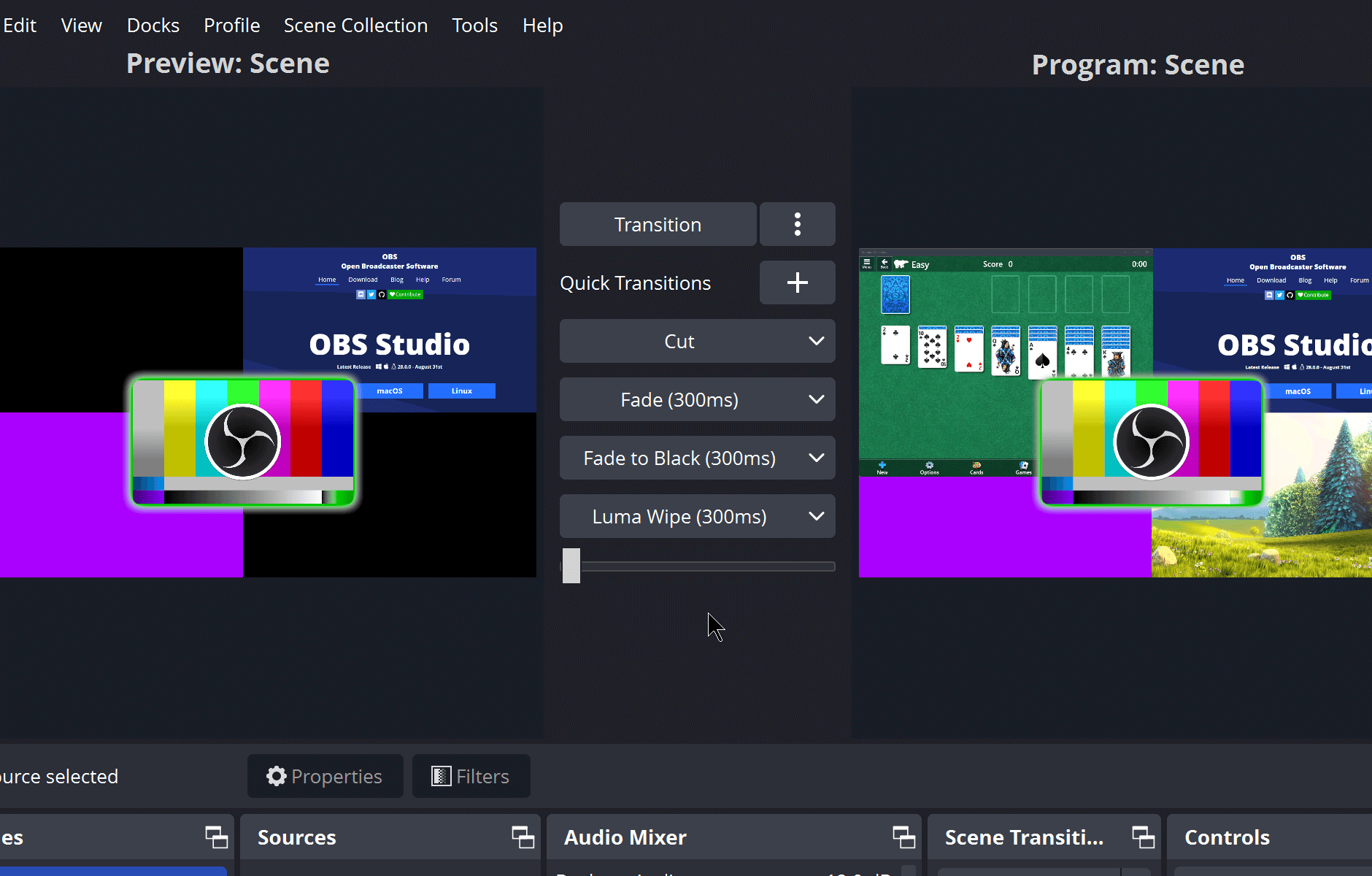 OBS Studio screen recording software interface